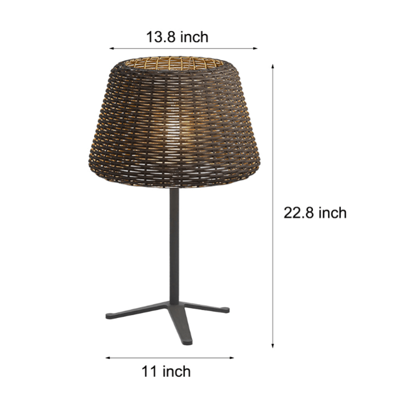 Rattan Shade LED Outdoor Floor Lamp with Stake