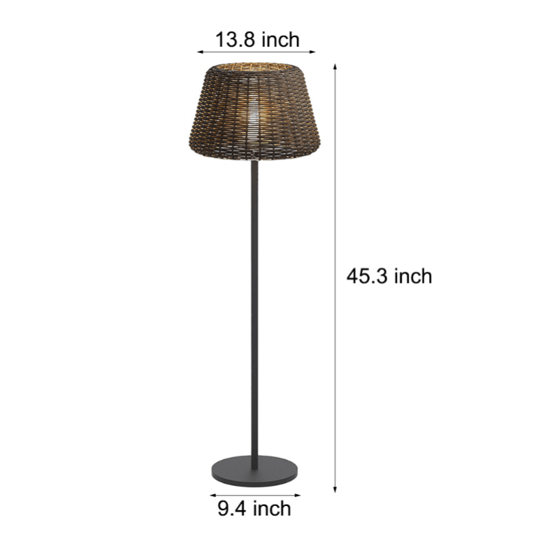 Rattan Shade LED Outdoor Floor Lamp with Stake