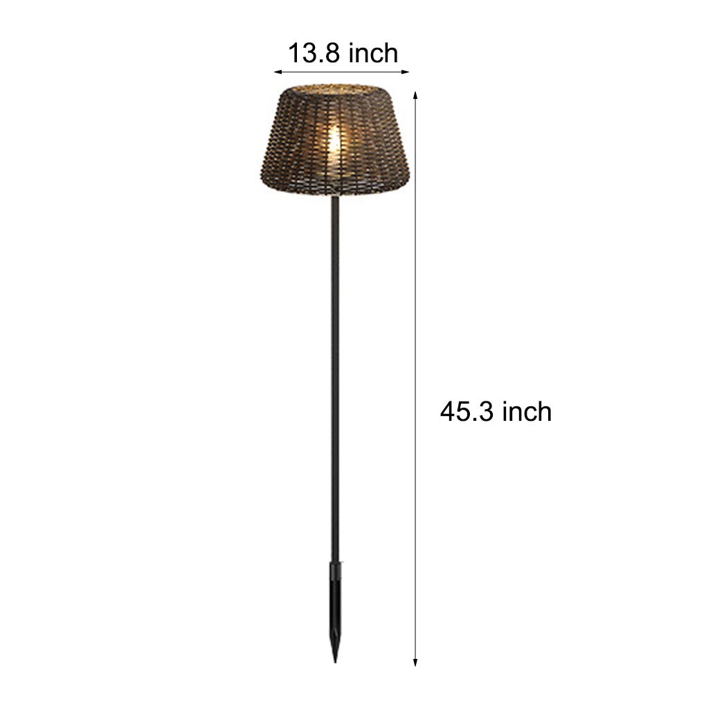Rattan Shade LED Outdoor Floor Lamp with Stake