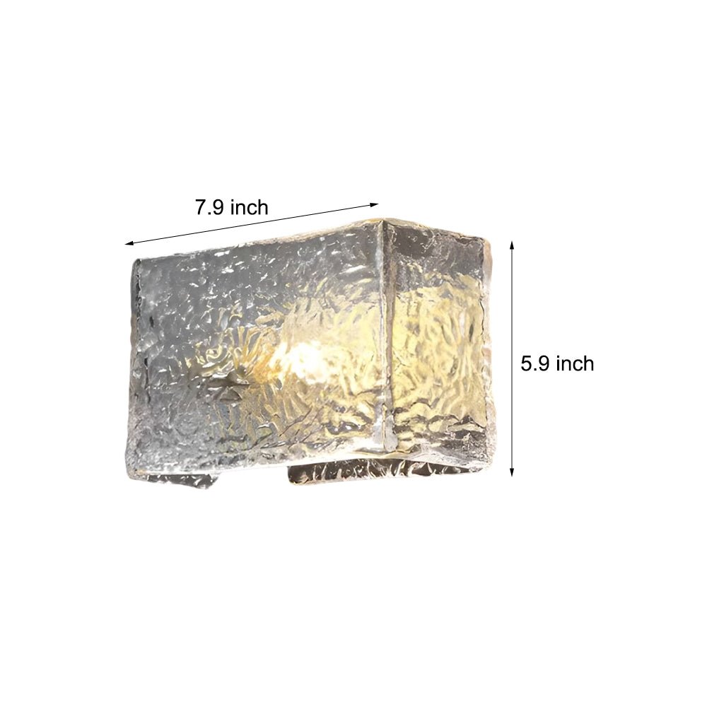 Rectangular Ripple Glass Wall Lamp - Modern Brass Fixture