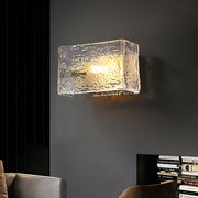 Rectangular Ripple Glass Wall Lamp - Modern Brass Fixture