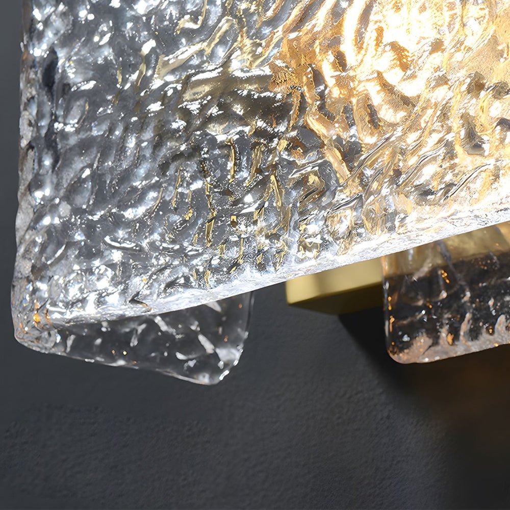 Rectangular Ripple Glass Wall Lamp - Modern Brass Fixture