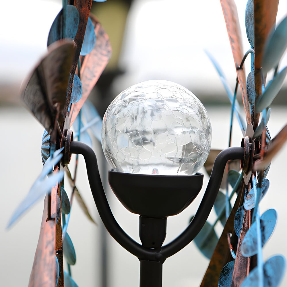 Vintage Iron Wind Spinner Solar Garden Stake Lights 2-Pack