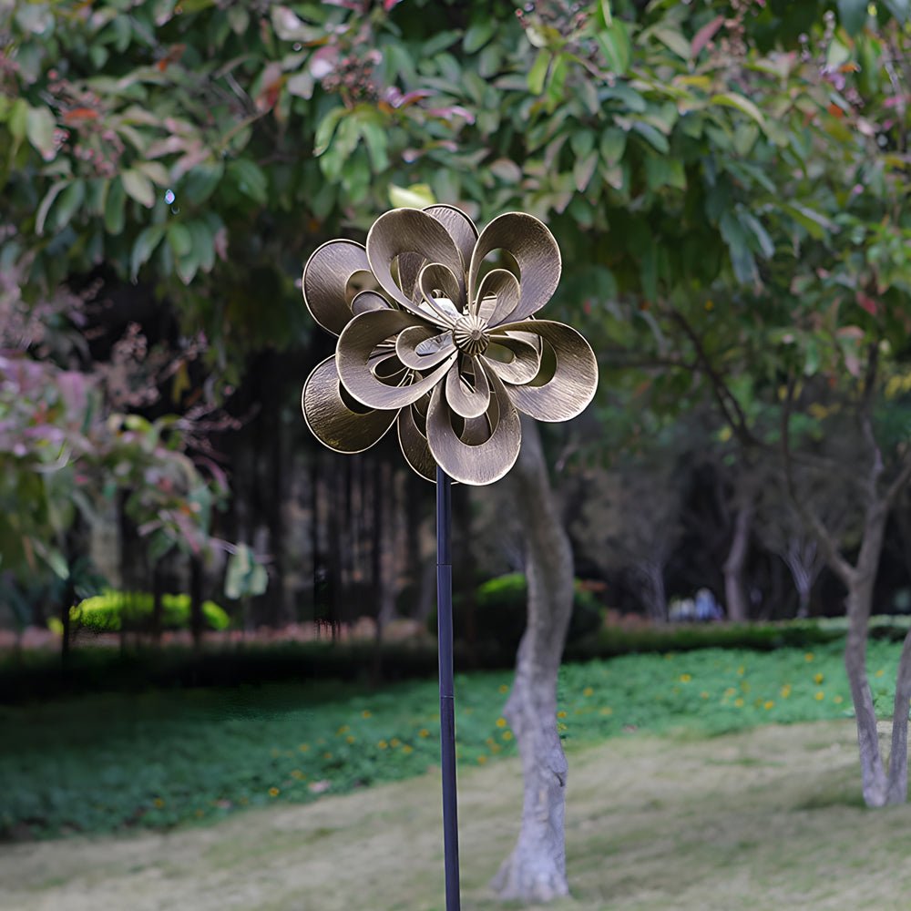 Vintage Iron Wind Spinner Solar Garden Stake Lights 2-Pack