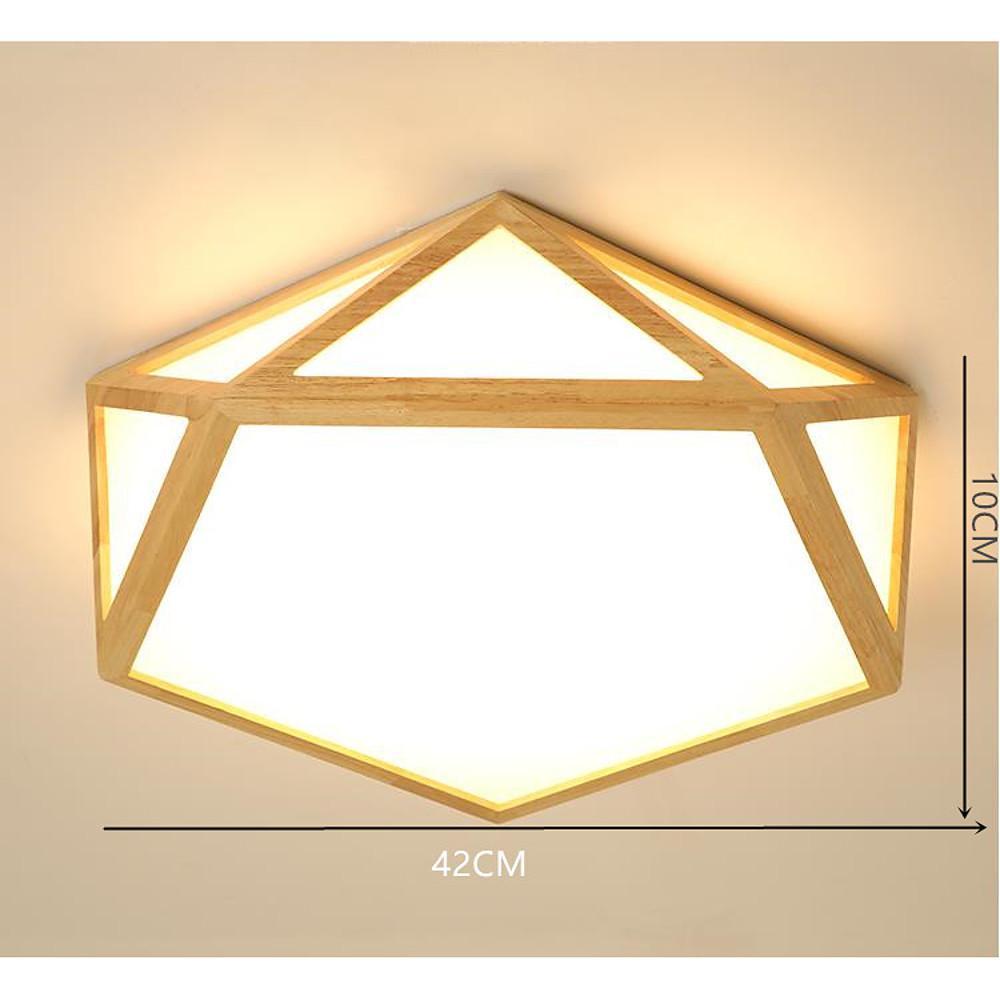 Geometric Wood Flush Mount Ceiling Light with LED