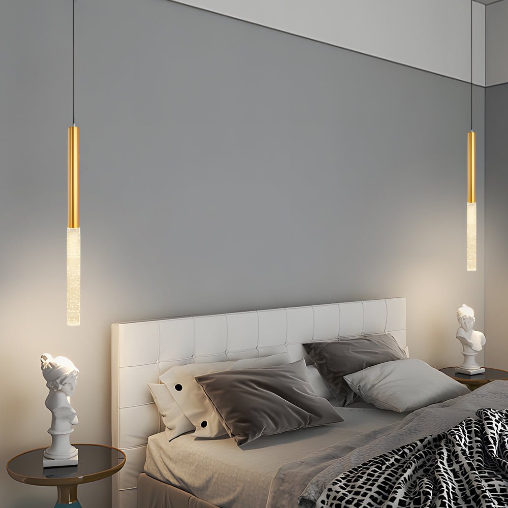 Modern Cylinder Bubble Pendant Light Gold Aluminum 3-Step Dimming