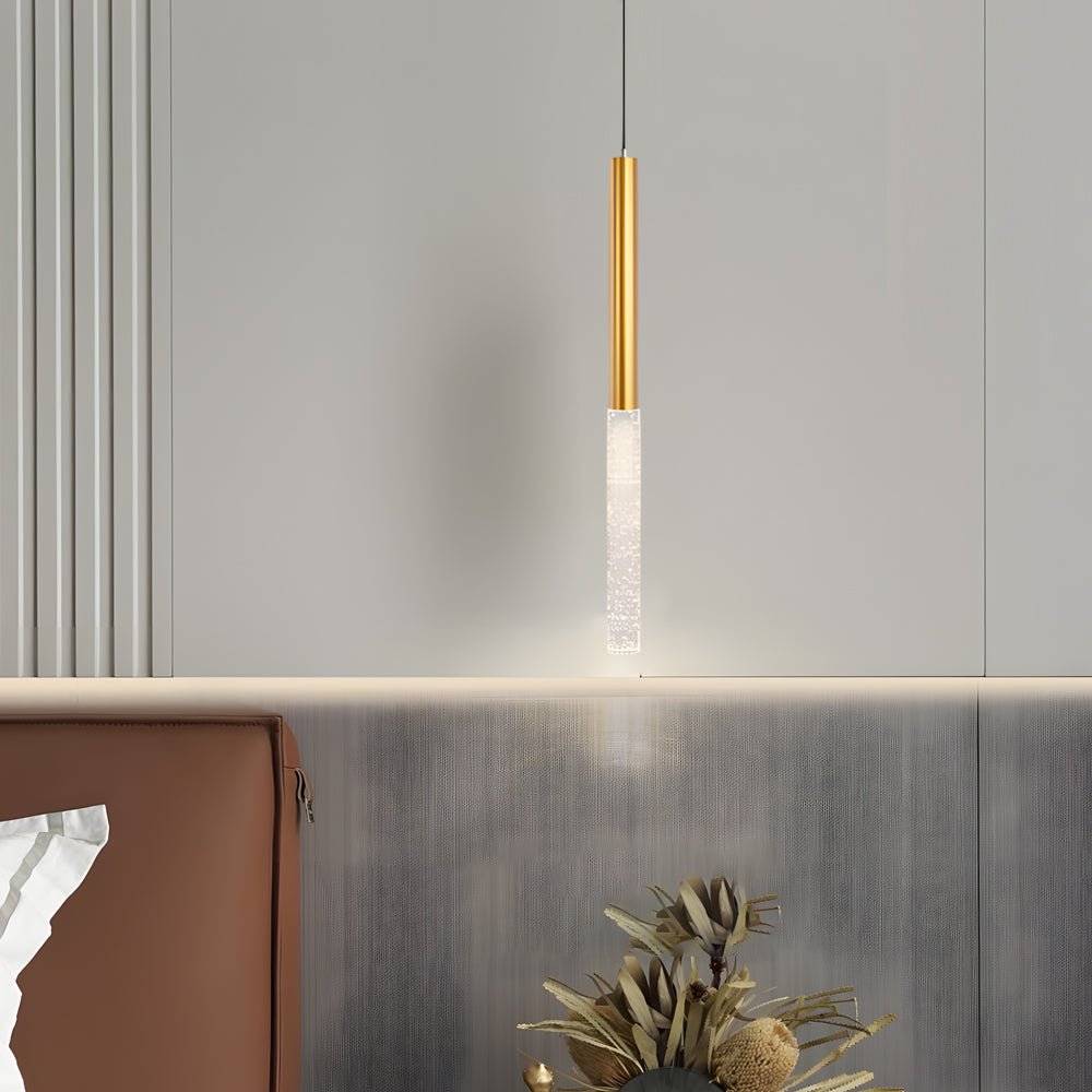 Modern Cylinder Bubble Pendant Light Gold Aluminum 3-Step Dimming