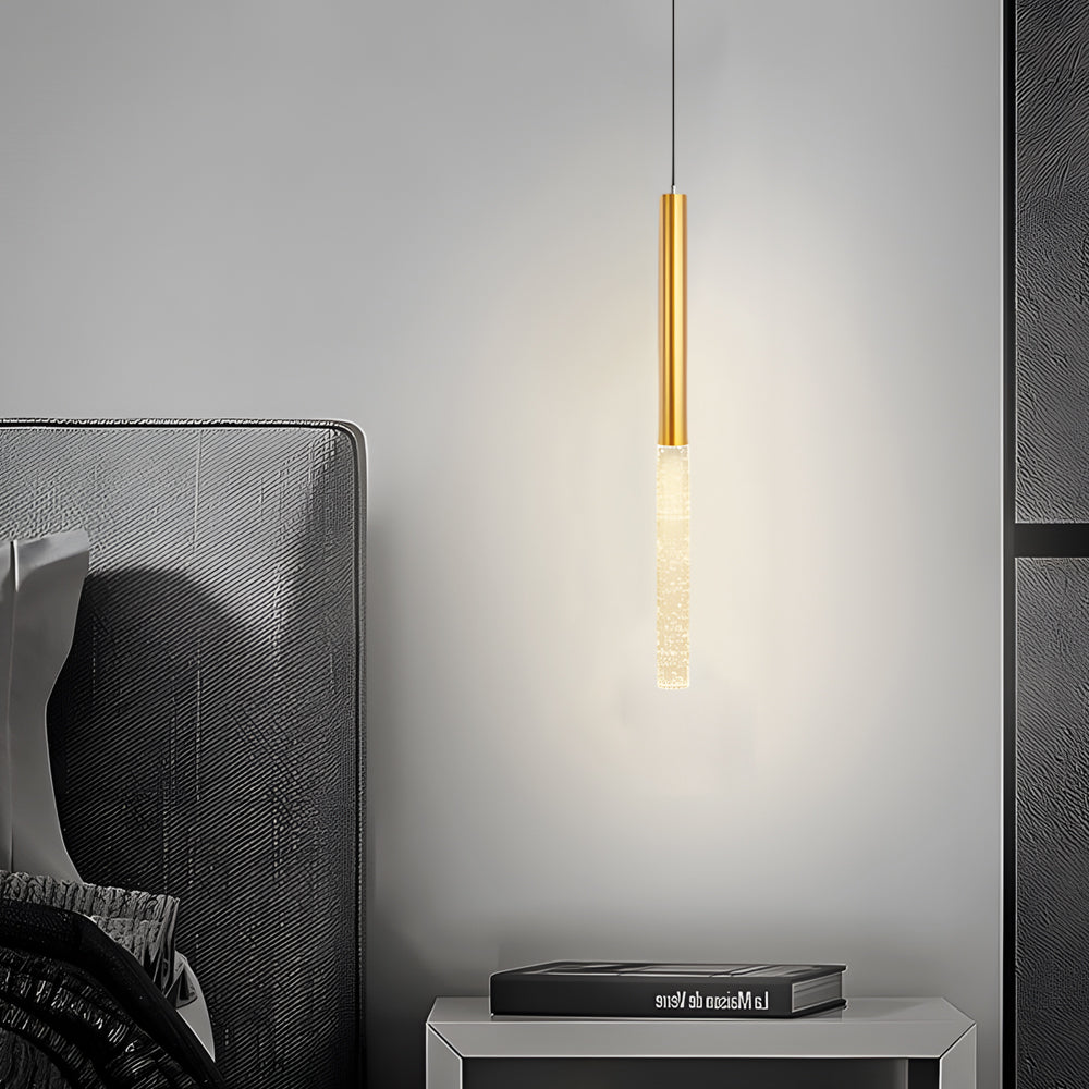 Modern Cylinder Bubble Pendant Light Gold Aluminum 3-Step Dimming