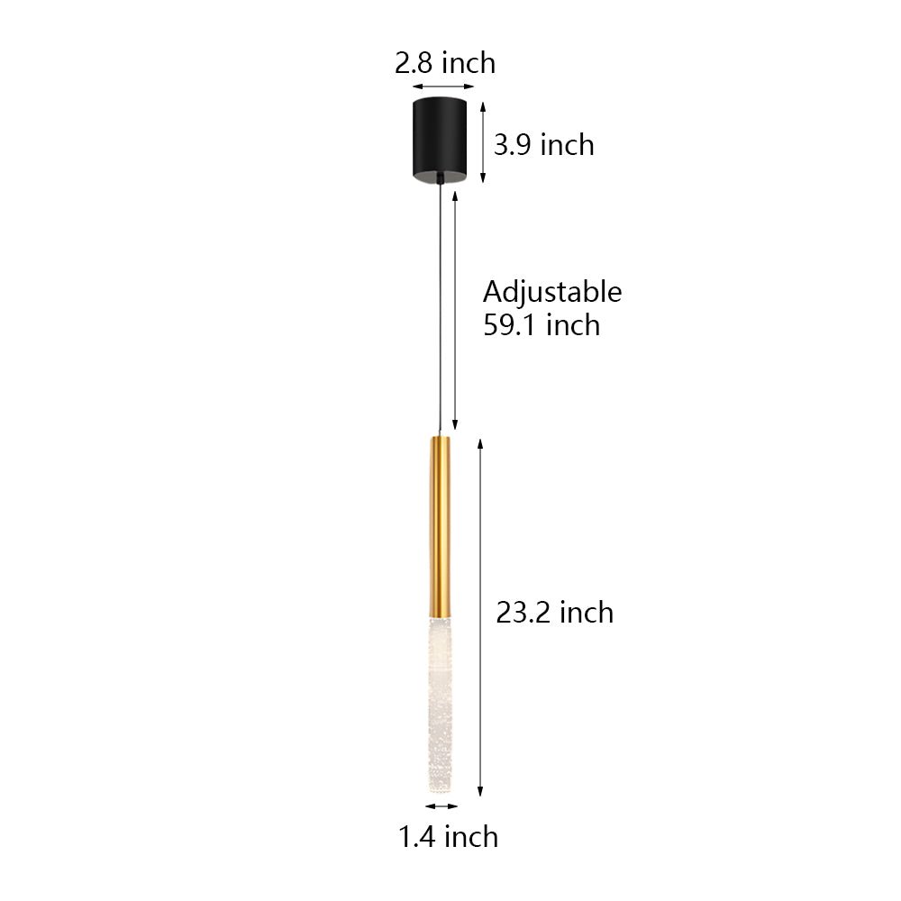 Modern Cylinder Bubble Pendant Light Gold Aluminum 3-Step Dimming