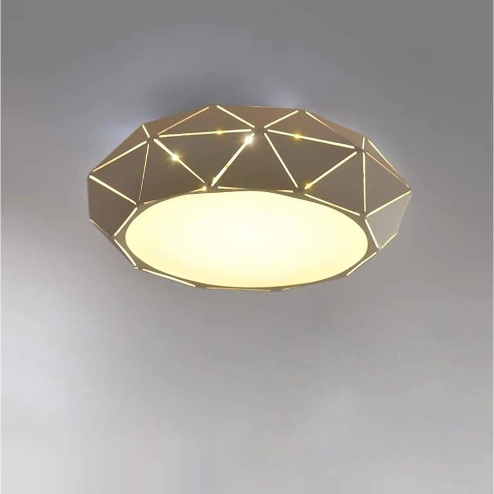 Geometric Drum LED Flush Mount Ceiling Light - Modern Metal Fixture