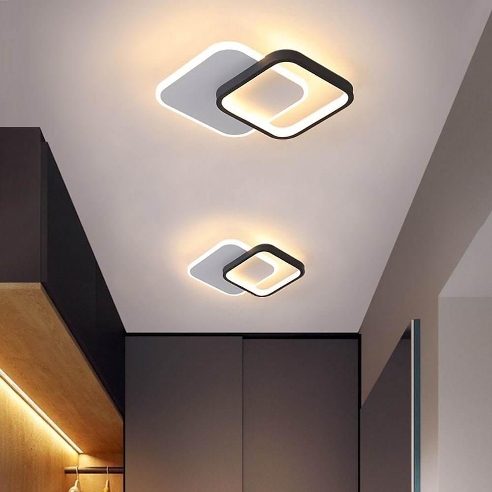 Modern Square Acrylic LED Flush Mount Ceiling Light - Geometric Design