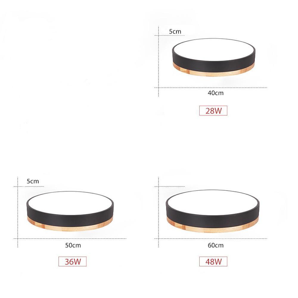 Modern Drum Flush Mount LED Ceiling Light Metal Wood Design
