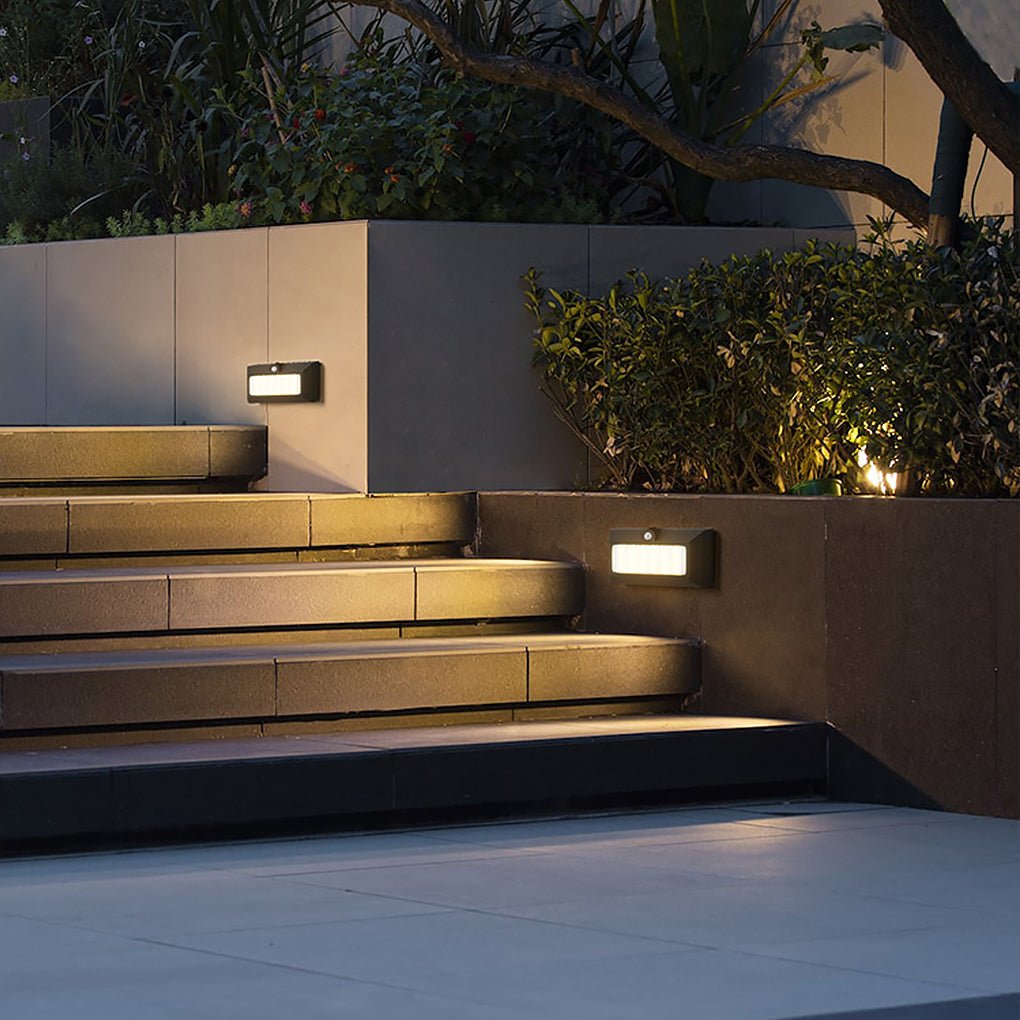 Motion Sensor LED Step Light – Aluminum & Glass Outdoor Wall Light
