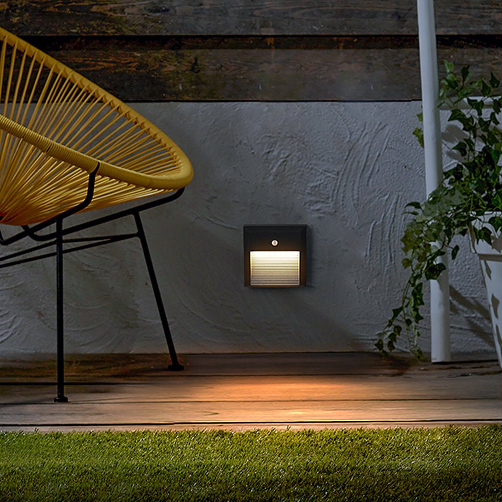 Motion Sensor LED Step Light – Aluminum & Glass Outdoor Wall Light