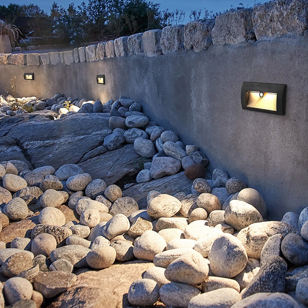 Motion Sensor LED Step Light – Aluminum & Glass Outdoor Wall Light