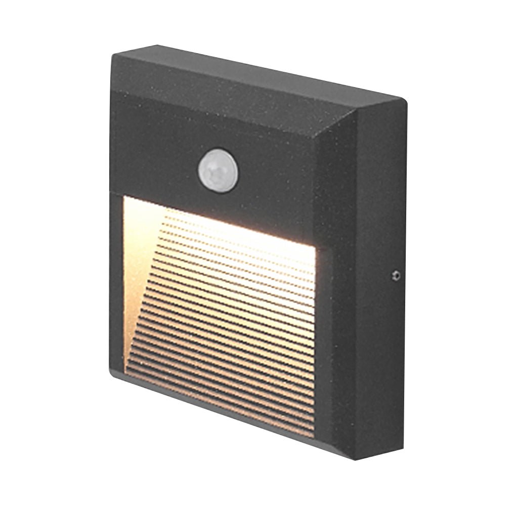 Motion Sensor LED Step Light – Aluminum & Glass Outdoor Wall Light