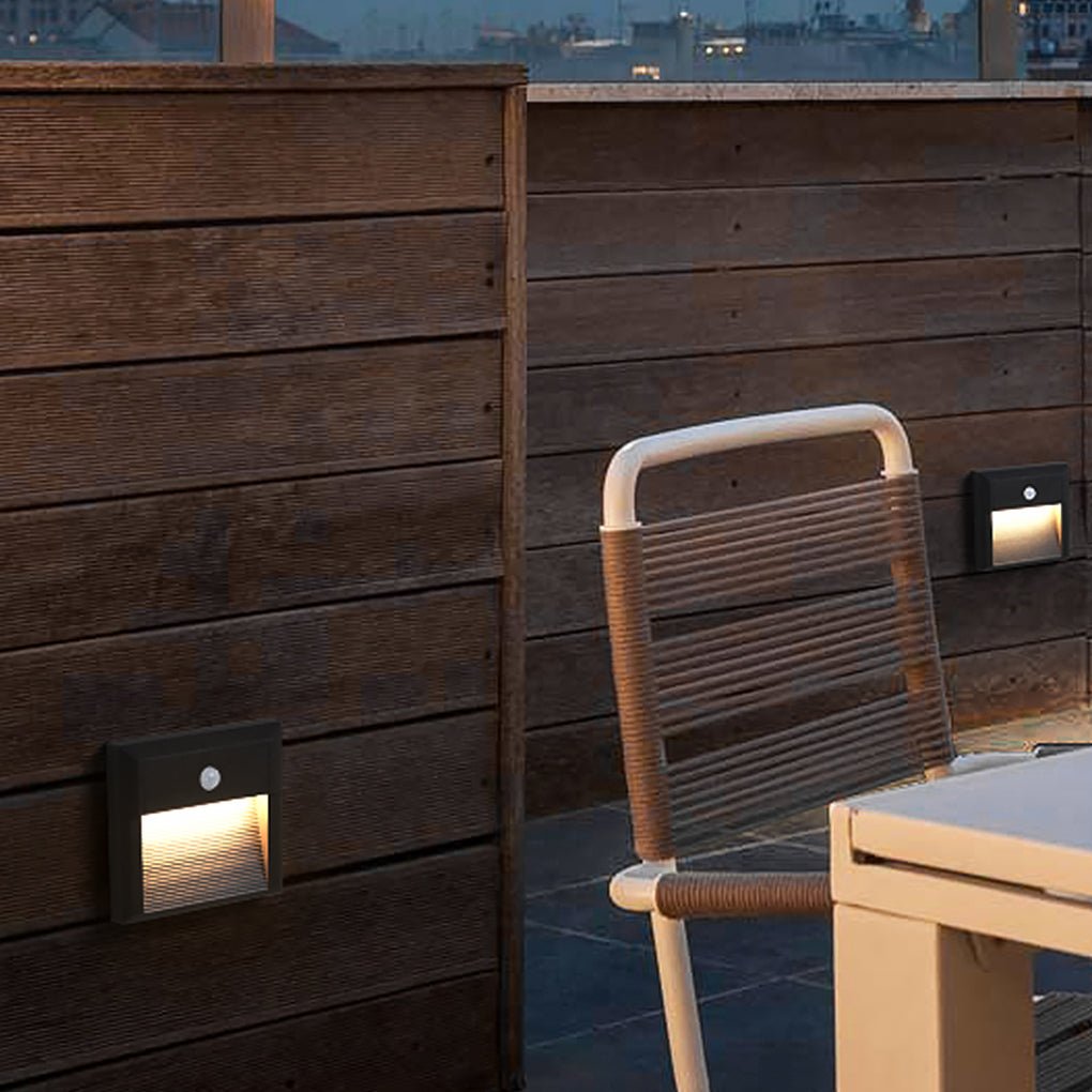 Motion Sensor LED Step Light – Aluminum & Glass Outdoor Wall Light