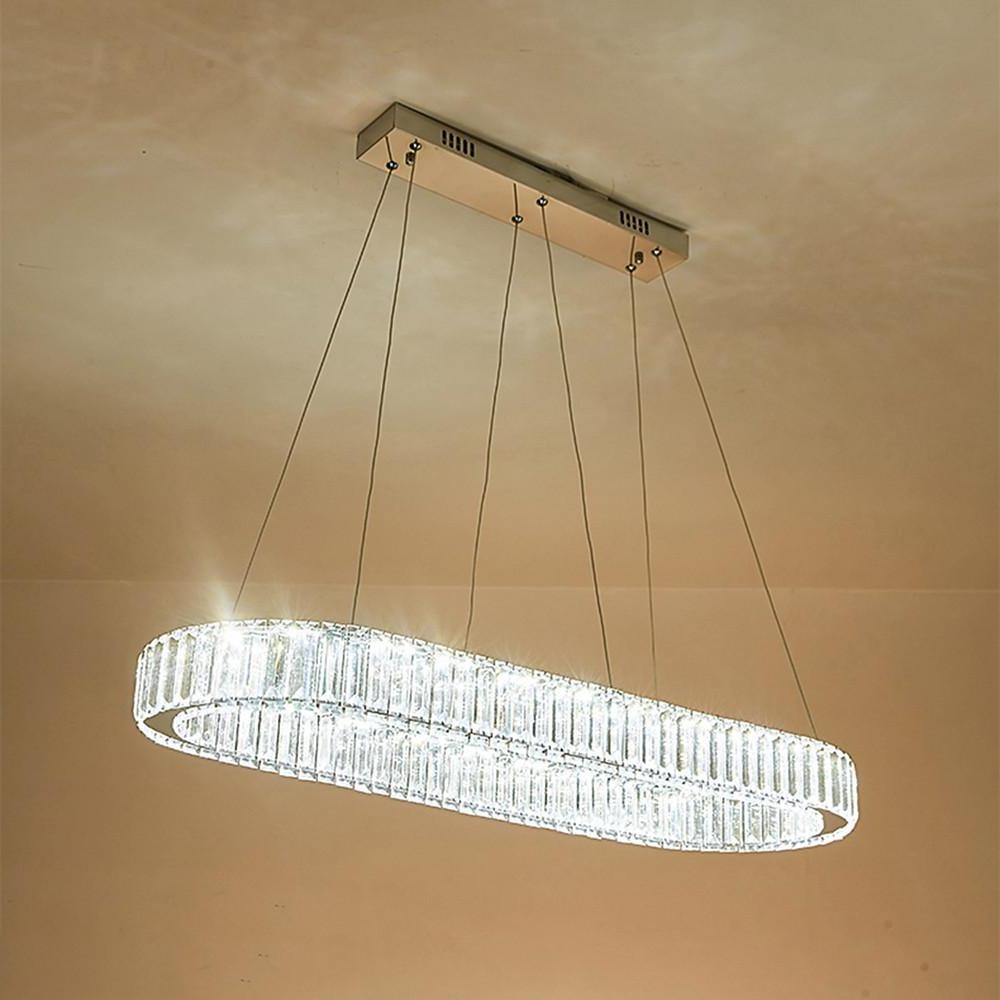 Oval Crystal Chandelier with Chrome & Gold Finish LED Pendant
