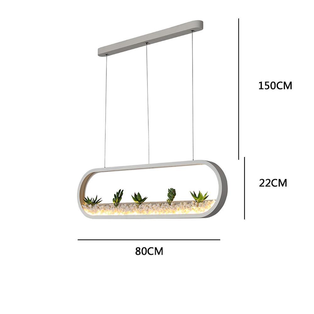 Rounded Rectangular Modern Pendant Light with Aluminum Frame