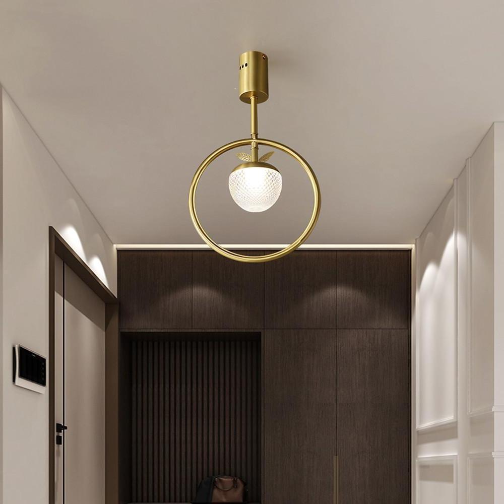 Gold Circle LED Flush Mount Ceiling Light - Nordic Modern Design