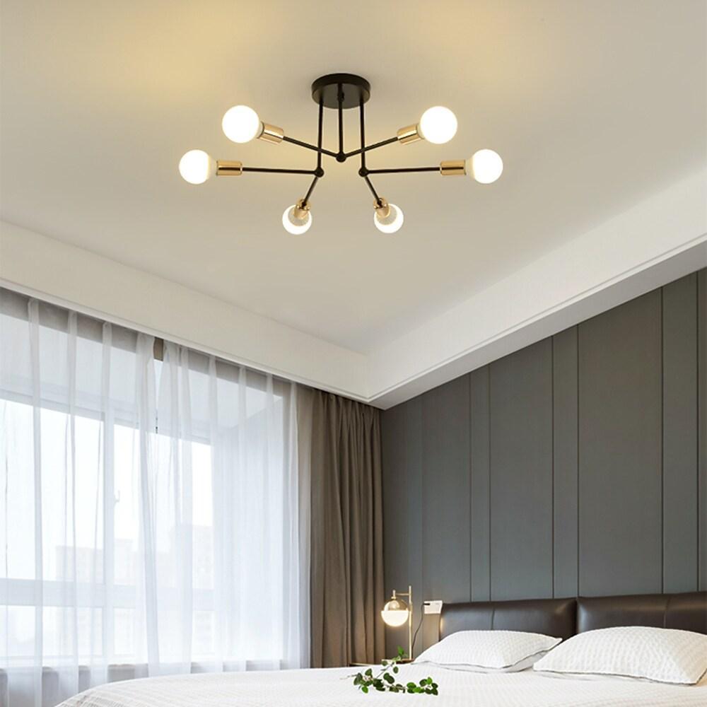 6-Light Modern Semi-Flush Ceiling Light - Metal Finish E27