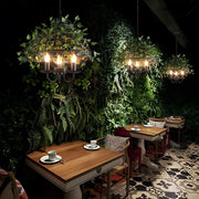 Botanical Vine Iron Cage Pendant Light - 3-Light Retro Design