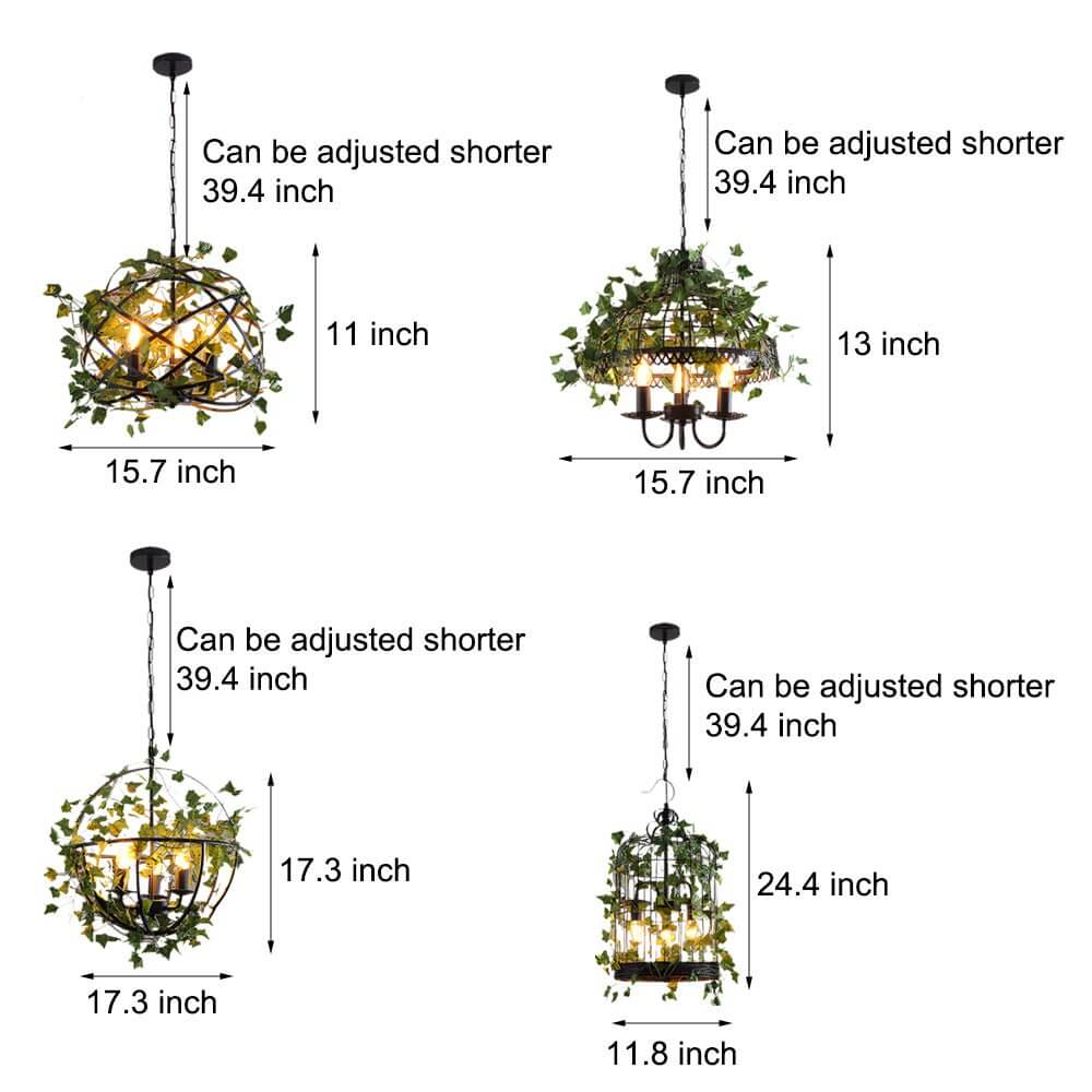 Botanical Vine Iron Cage Pendant Light - 3-Light Retro Design