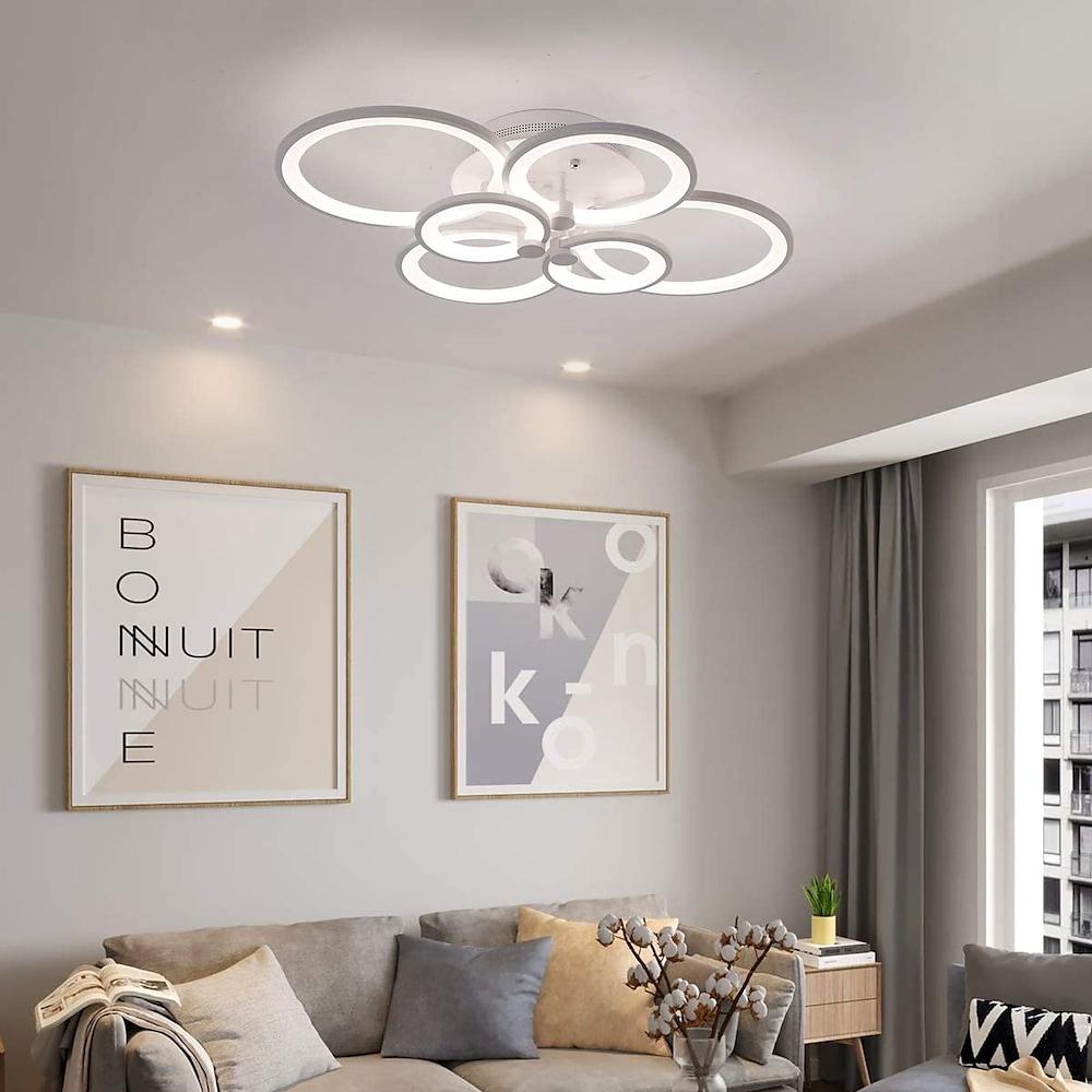 Modern Semi Flush Mount Light with Overlapping Rings - LED Ceiling
