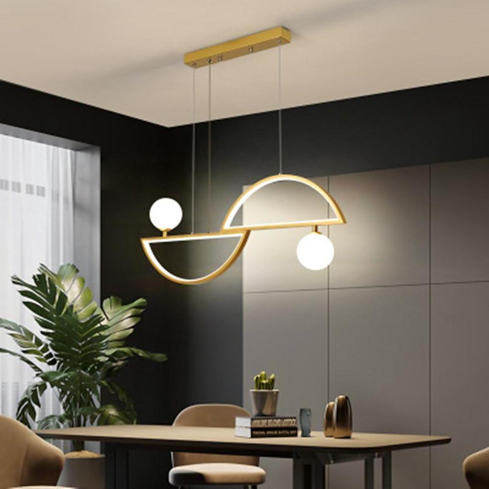 Modern Double Globe Glass Pendant Light - Dimmable LED (Black/Gold)