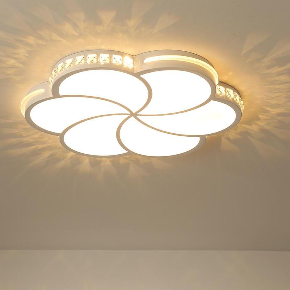 Geometric Flower Flush Mount Ceiling Light Dimmable Metal Acrylic 36W