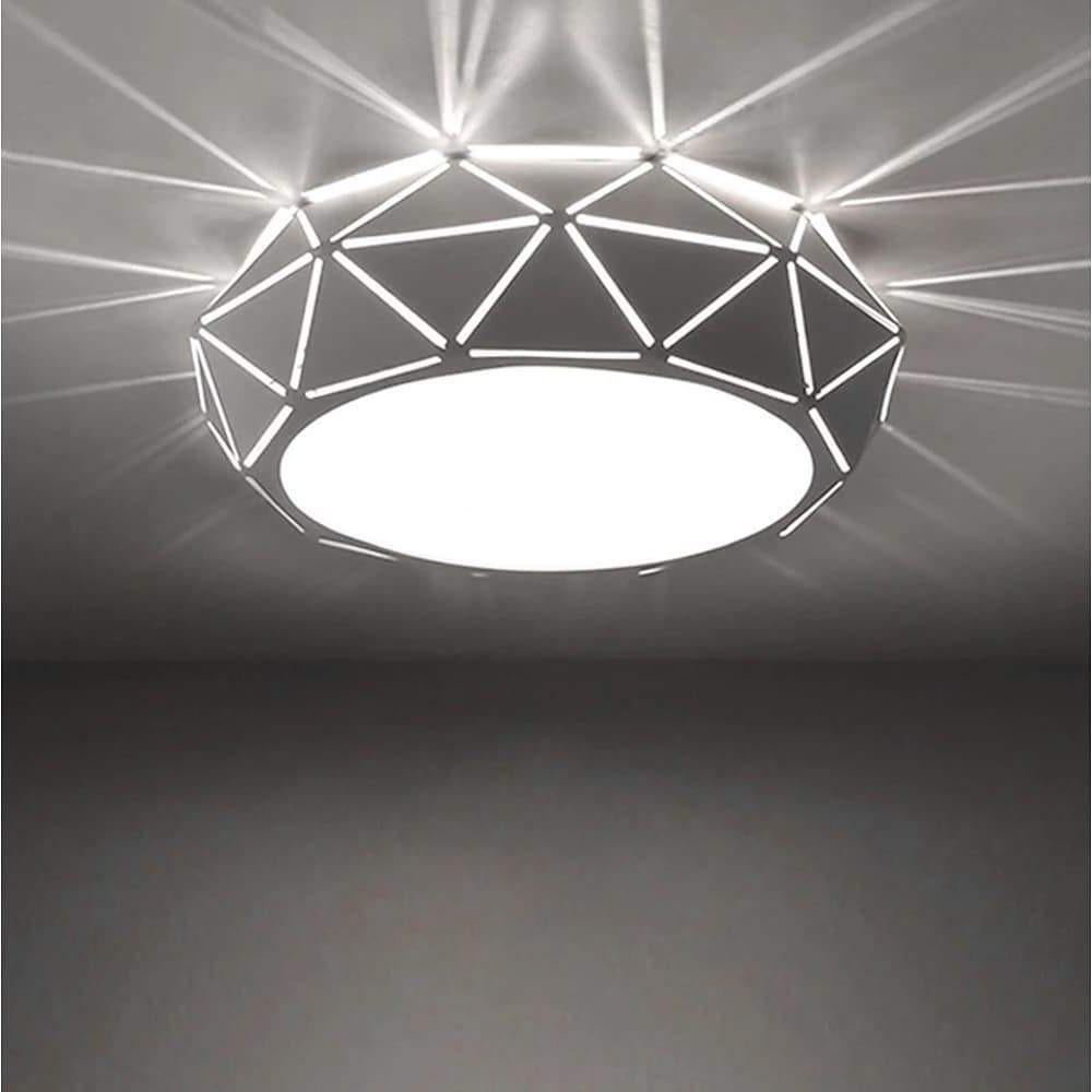 Geometric Drum LED Flush Mount Ceiling Light - Modern Metal Fixture