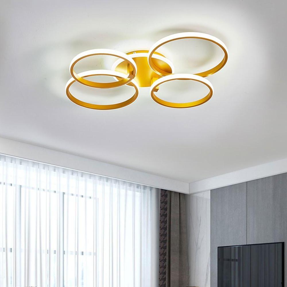 Modern 4-Ring Flush Mount LED Ceiling Light Metal & Silicone