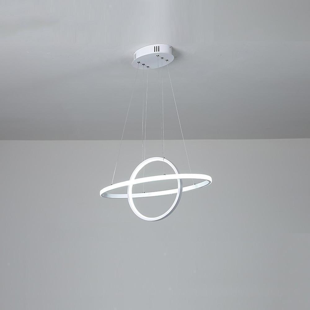 Modern Double Circle LED Pendant Light Metal Adjustable Chandelier