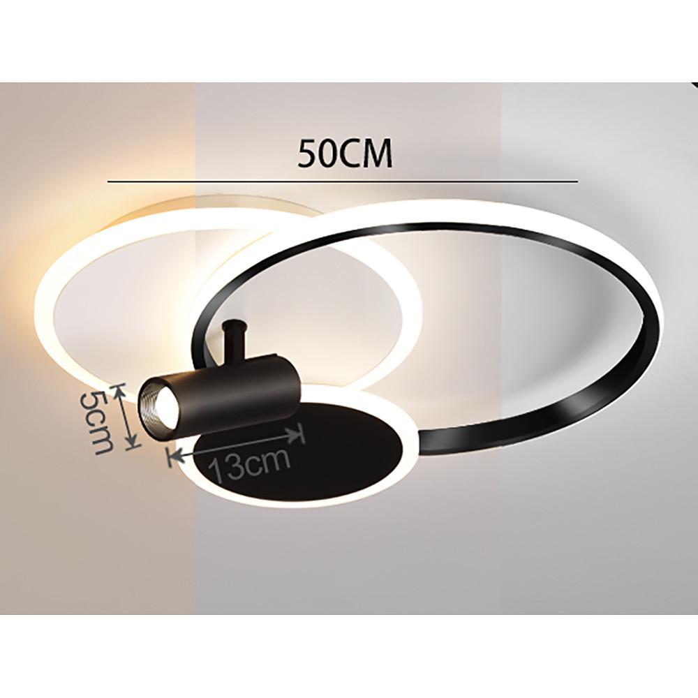 Modern LED Ring Flush Mount Ceiling Light with Adjustable Spotlights