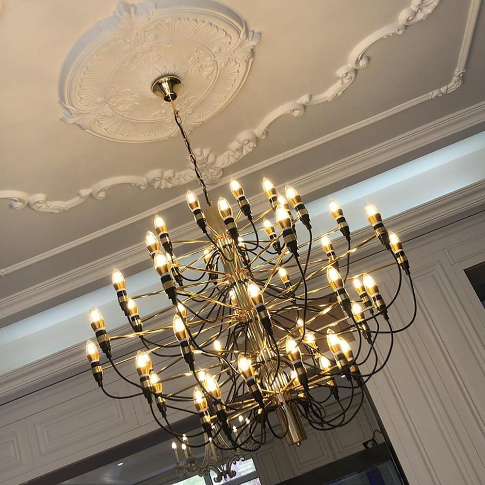 50-Light Electroplated Metal Tree Chandelier - Modern Industrial
