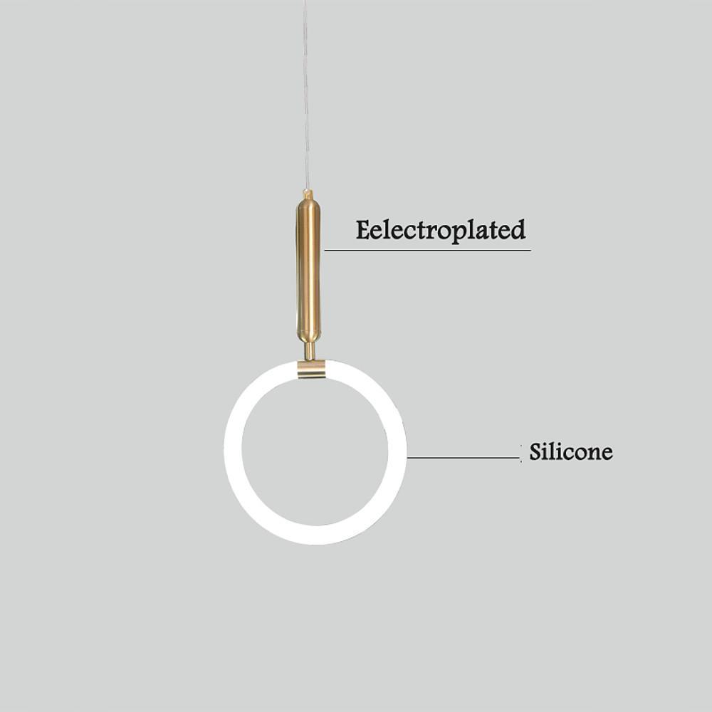 Modern Ring Pendant Light Metal Silica Gel LED Ceiling Fixture