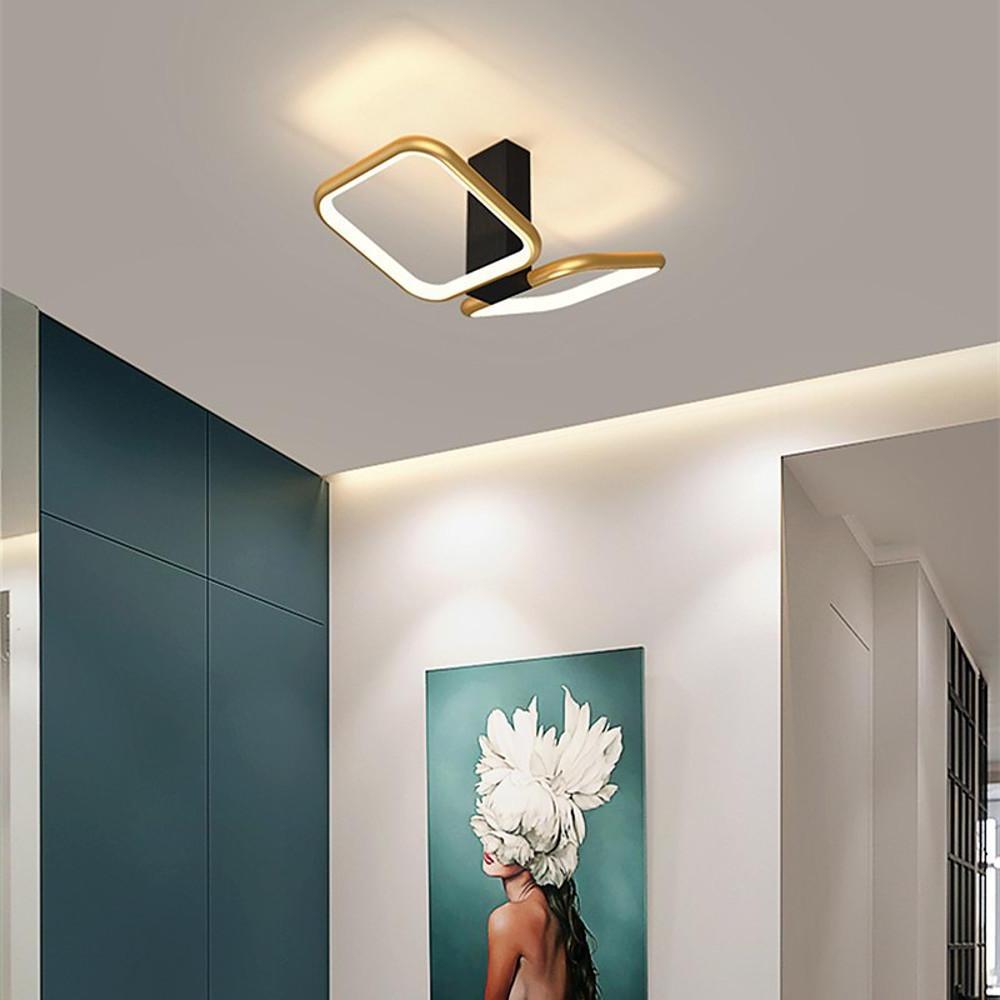 Geometric Gold Flush Mount LED Ceiling Light - Aluminum Finish