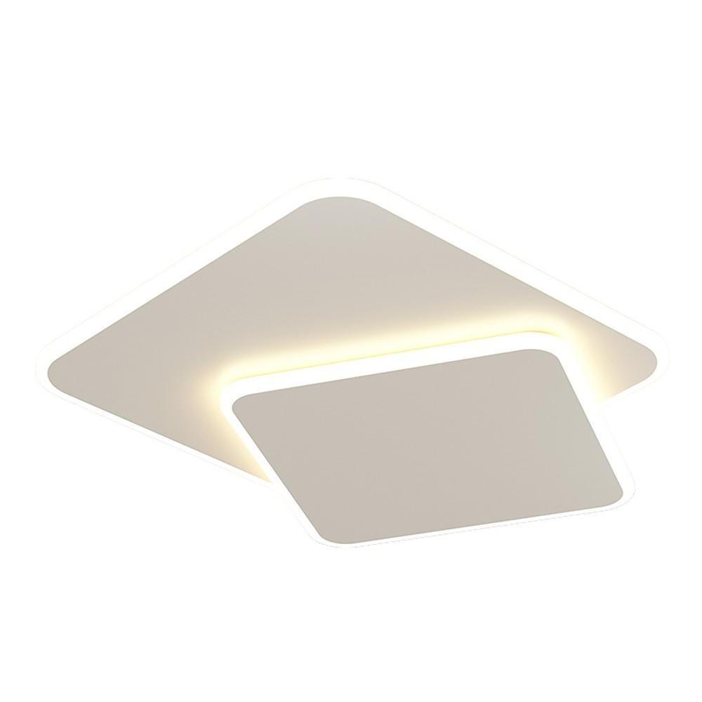 Modern White Square LED Flush Mount Ceiling Light - 2 Tier Design