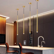 Modern Cylindrical Pendant Light Metal Acrylic LED Kitchen Island