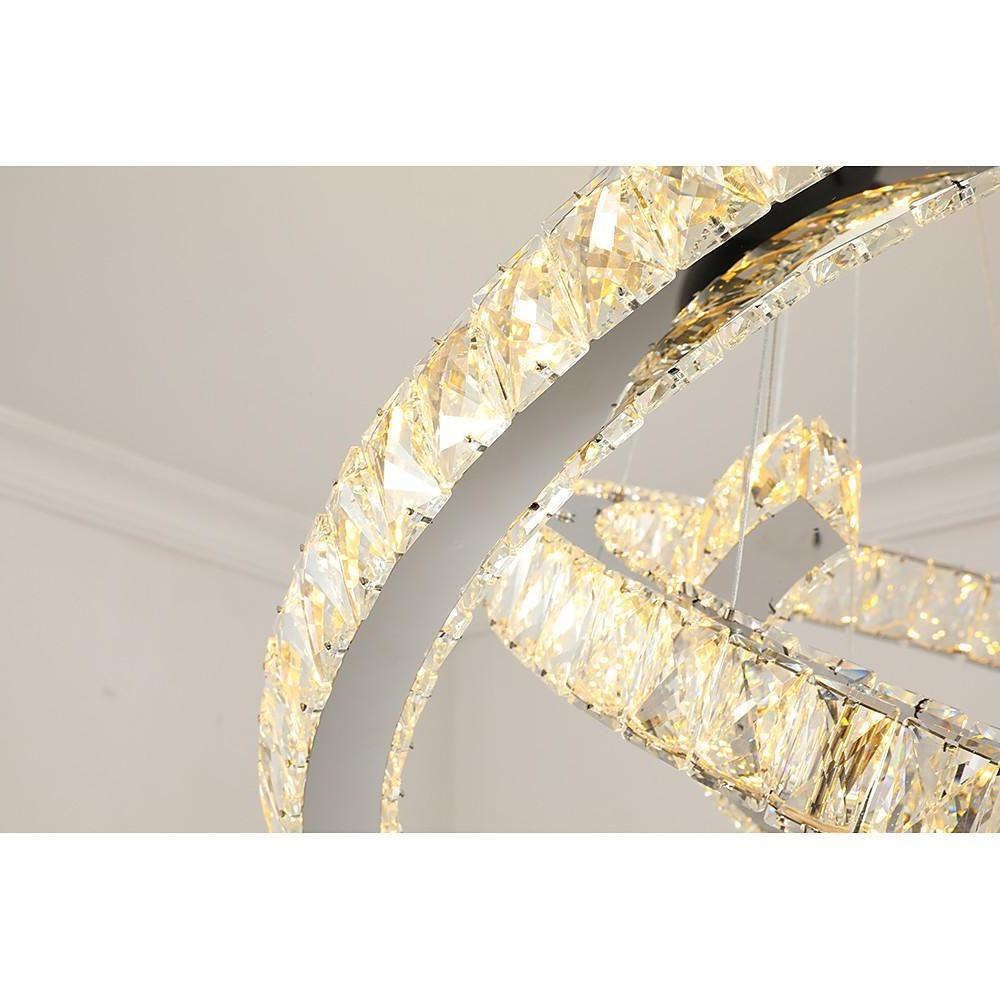 Wave Crystal Chandelier with Stainless Steel Finish - 3-Light LED