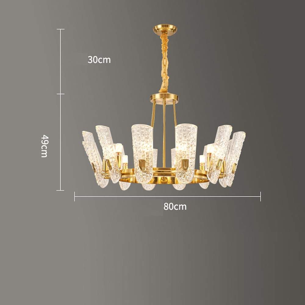 Modern Gold Metal Glass Chandelier – 8 to 16 Light Options