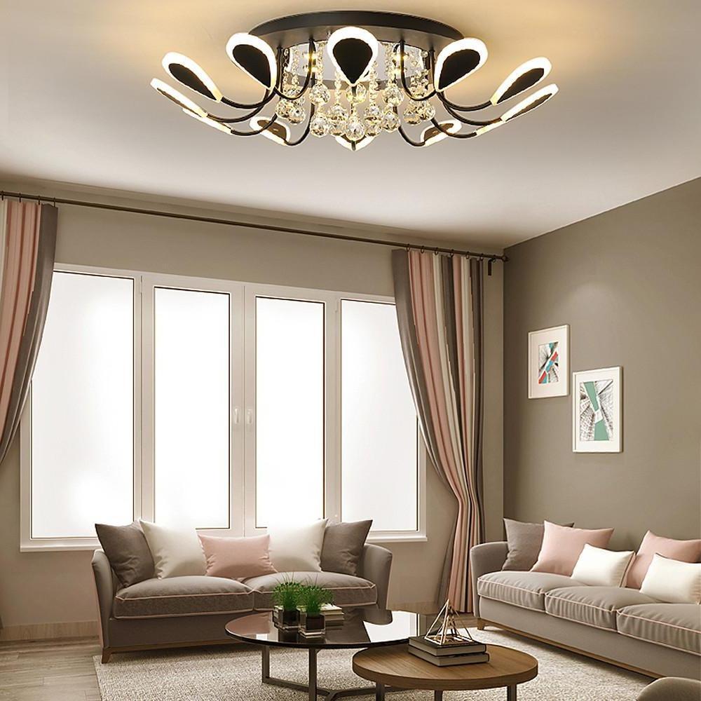 Flower Shaped Dimmable LED Crystal Flush Mount Ceiling Light