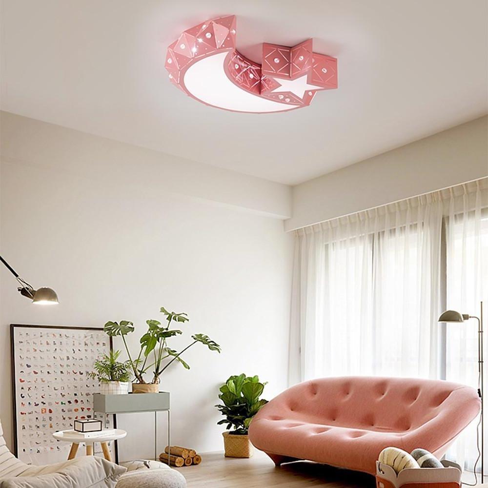 Moon Star LED Flush Mount Ceiling Light – Modern Kids Room Lighting