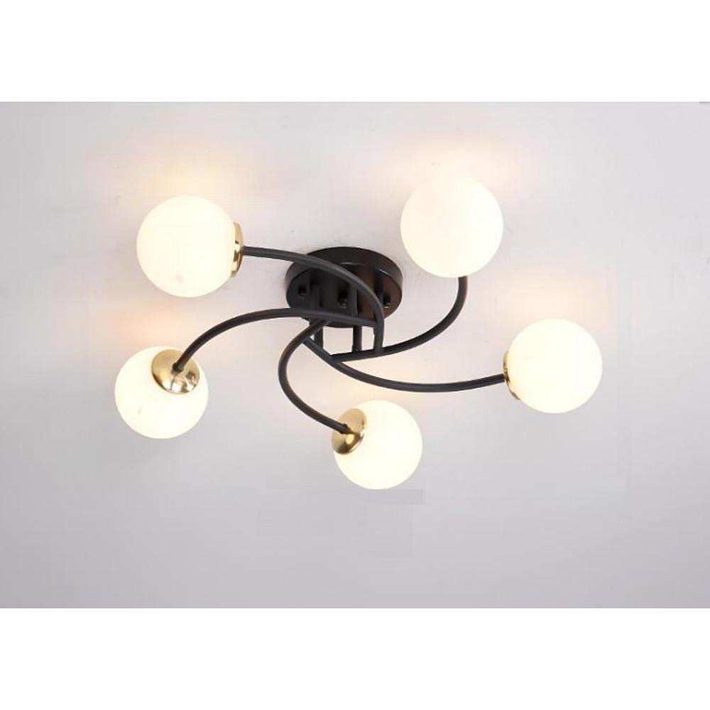 Modern Glass Globe Semi Flush Mount Ceiling Light - 3 or 5 Light