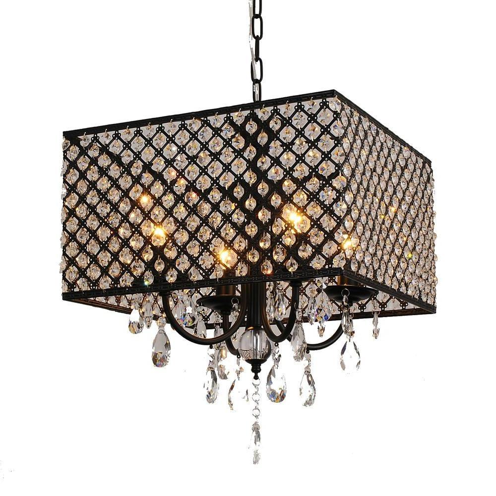 Square Electroplated Metal Glass LED Nordic Chandelier