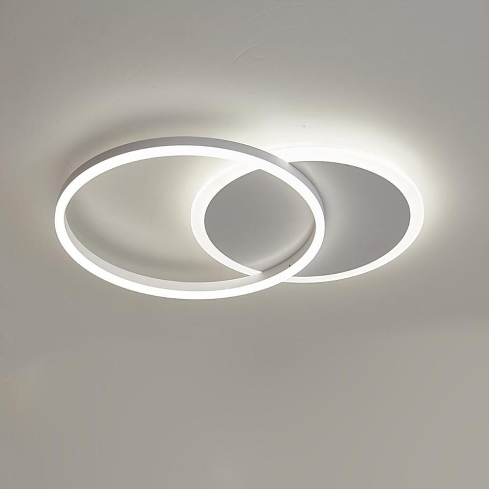 22" Modern Two Ring LED Flush Mount Ceiling Light - Aluminum