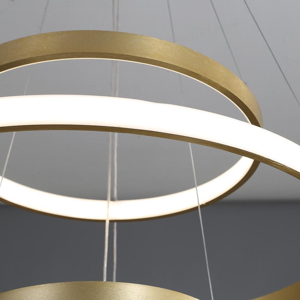 3-Ring Dimmable Contemporary Gold LED Chandelier