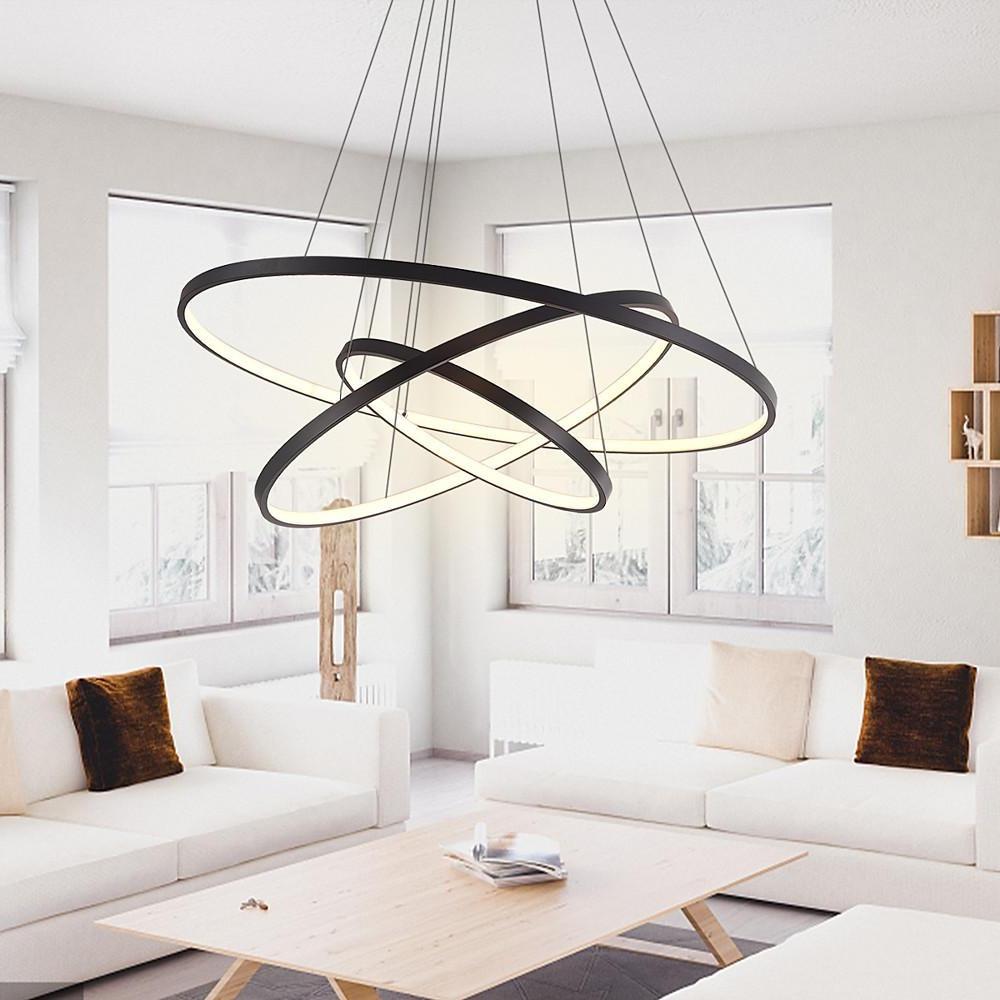3-Ring Interweaved Circle LED Pendant Light Aluminum Acrylic