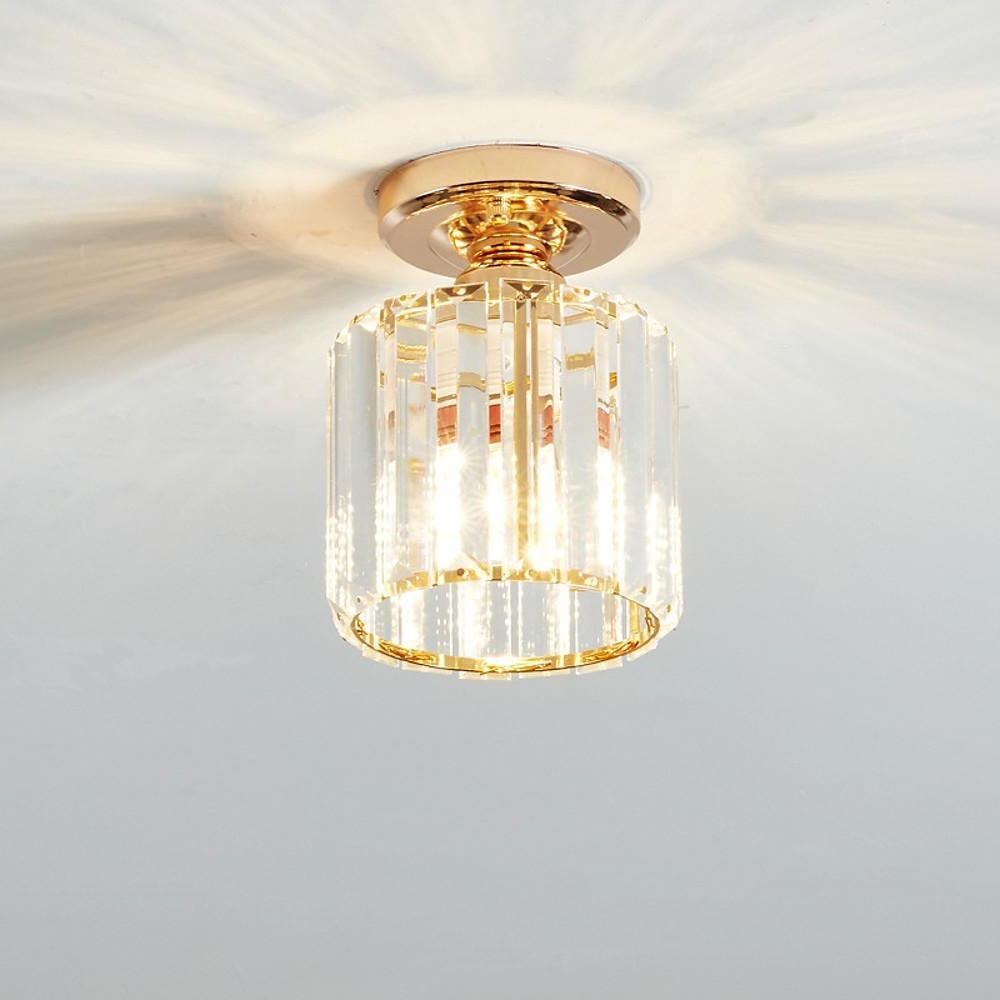 Crystal Semi-Flush Mount Ceiling Light - Modern Industrial LED