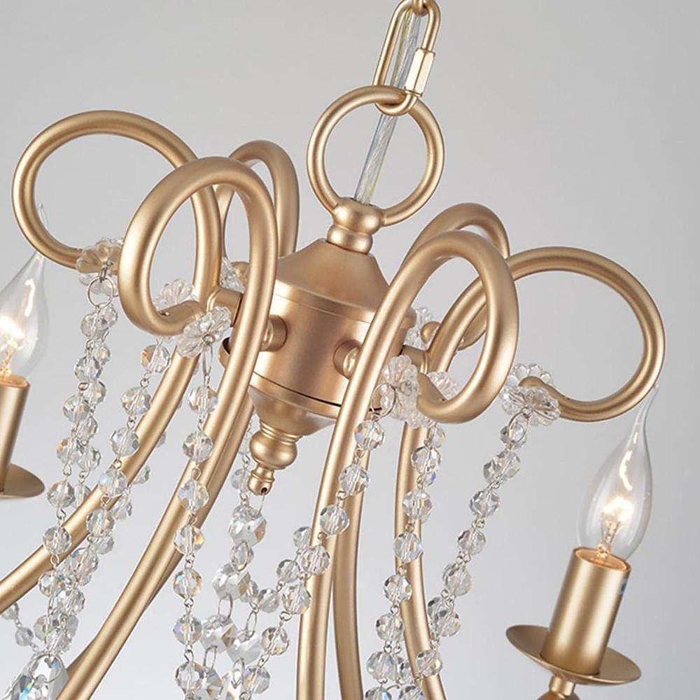 8-Light Crystal Candle Chandelier - Vintage Metal Ceiling Light